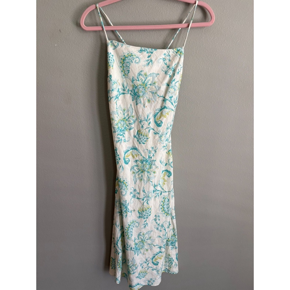 Rhythm Womens‎ Blue Floral Halter Cairo Bias Sleeveless Cut Midi Dress Size S
